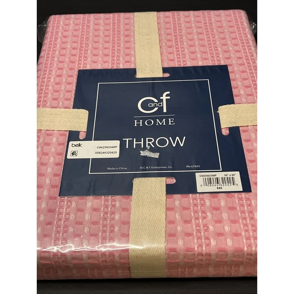 Carol & Frank Textured Waffle Throw Blanket Pink 50